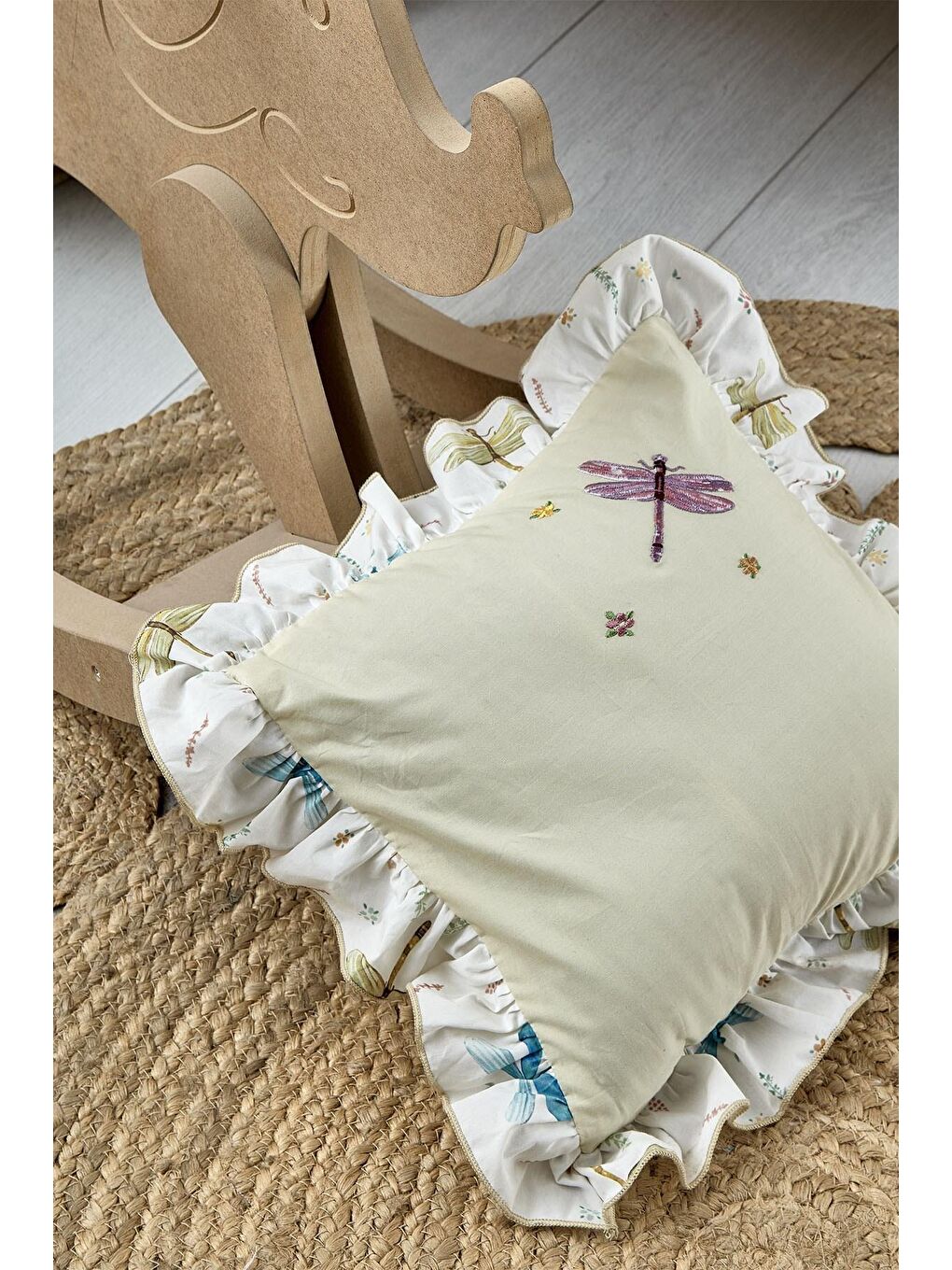 Karışık Nina Kız Bebek Nevresim Takımı %100 Organik Pamuk Baskılı 100x150 Cm-3