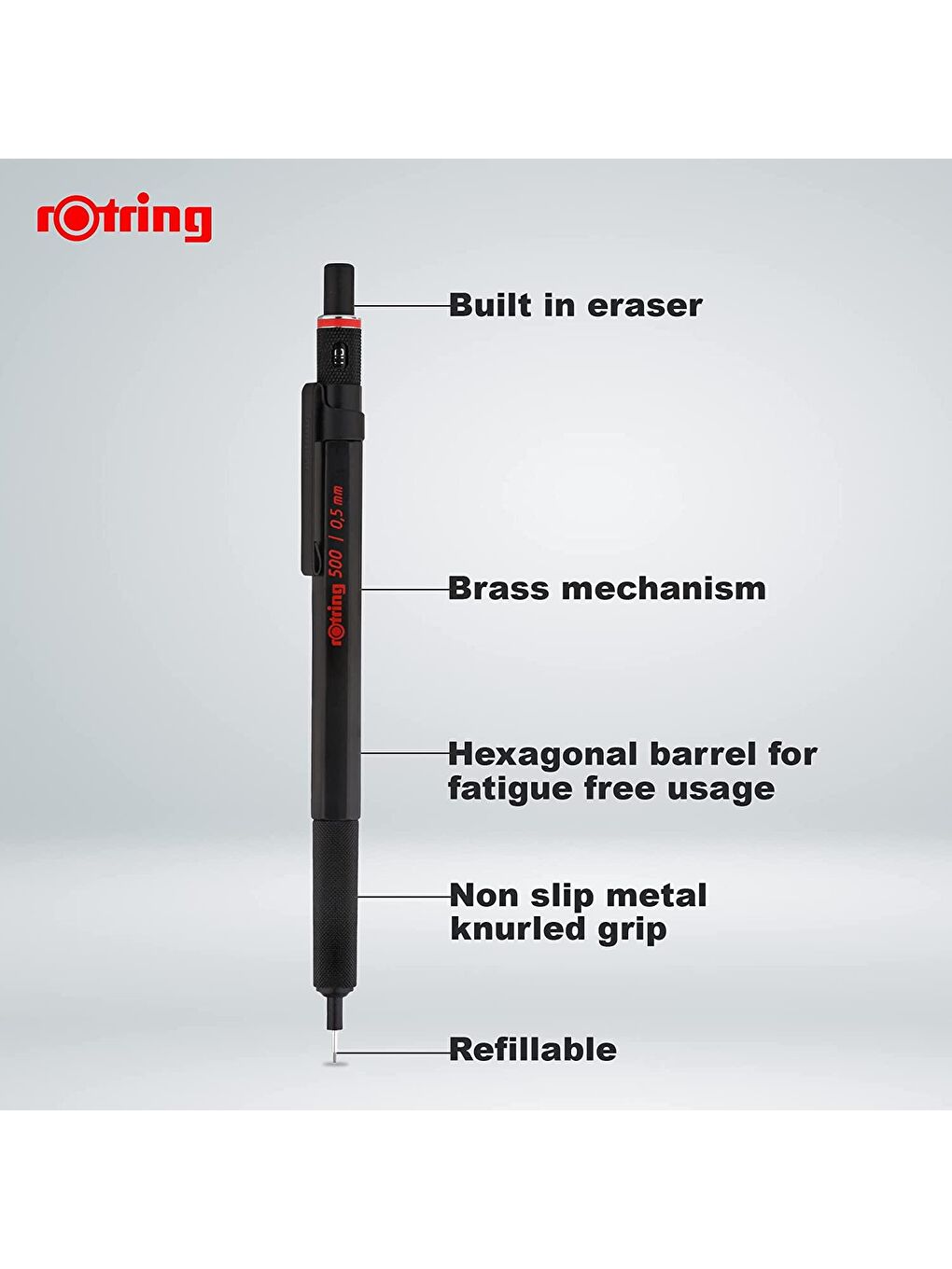 Rotring Siyah 500 Versatil Kalem 0.5 mm Siyah (2186325) - 1