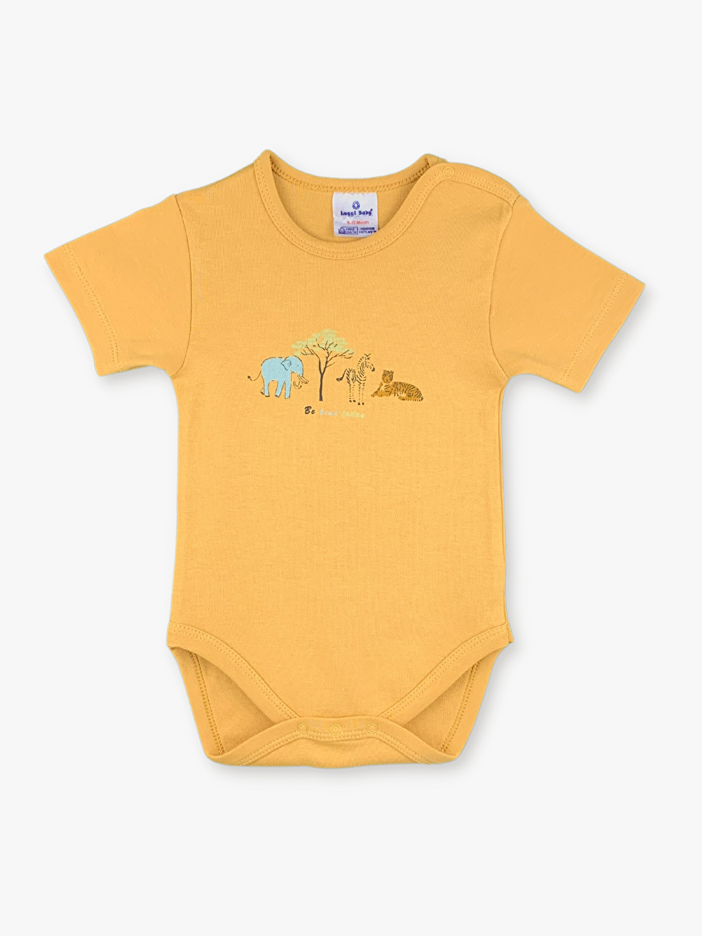 Ekru Bisiklet Yaka Baskılı Erkek Bebek Çıtçıtlı Body 2'li-1