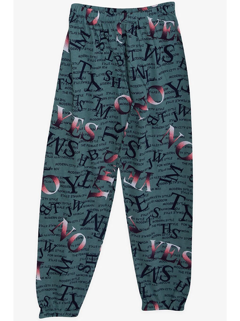 Kız Çocuk Pijama Takımı Modern Tarz Temalı Zümrüt Yeşili (12 Yaş)-3