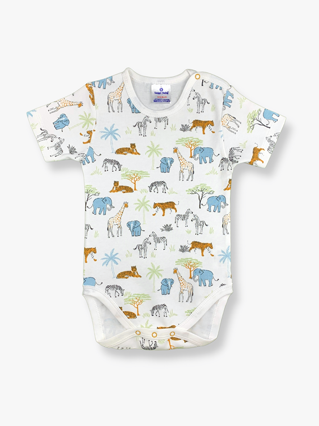 Ekru Bisiklet Yaka Baskılı Erkek Bebek Çıtçıtlı Body 2'li-2