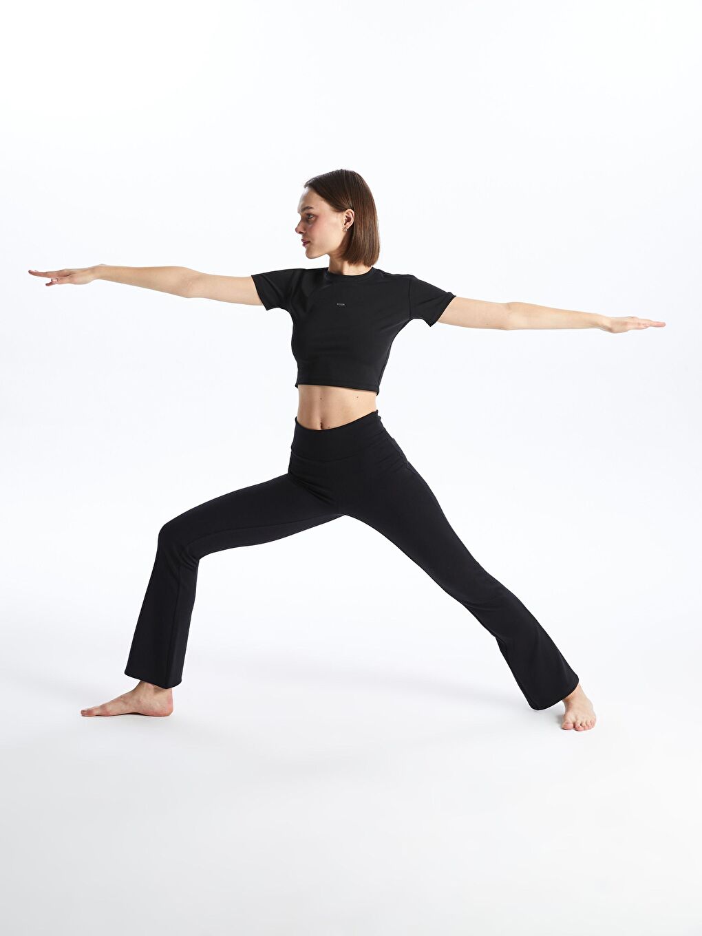 Siyah İspanyol Paça Scuba Yoga Tayt-1