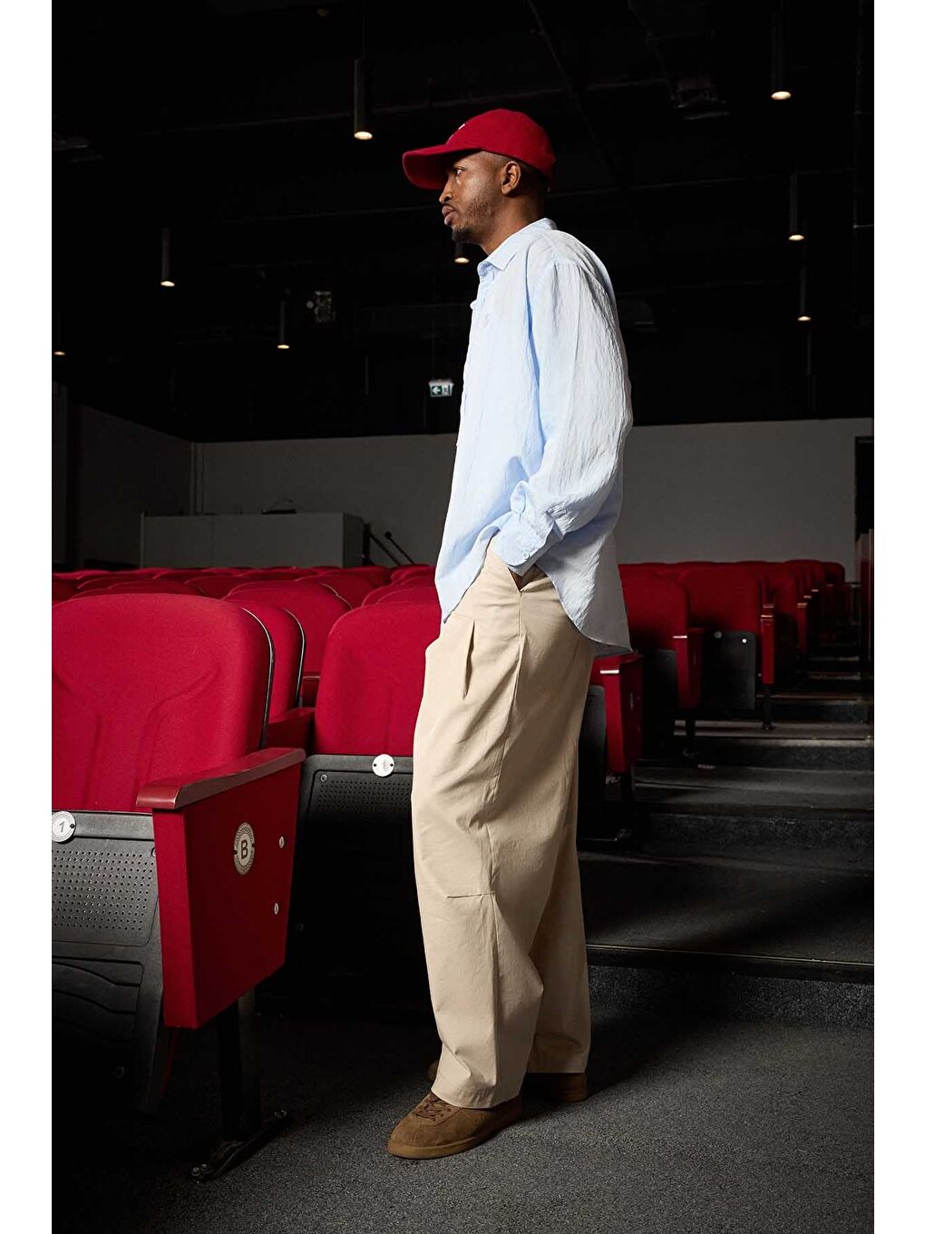 Erkek Süper Baggy Pileli Vintage Pantolon Bej-4