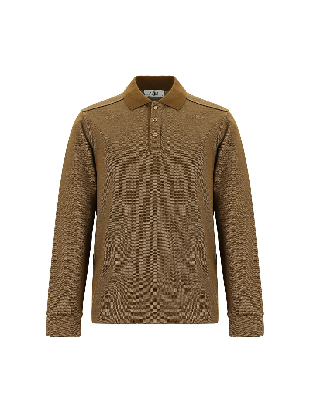 Kahverengi Polo Yaka Regular Fit Desenli Sweatshirt-5