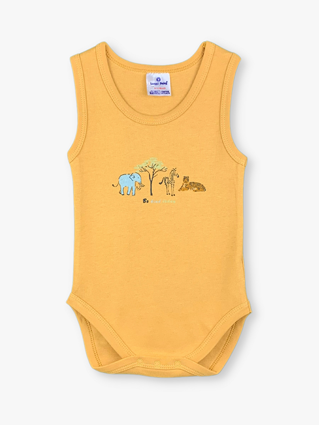 Ekru Bisiklet Yaka Baskılı Erkek Bebek Çıtçıtlı Body 2'li-1