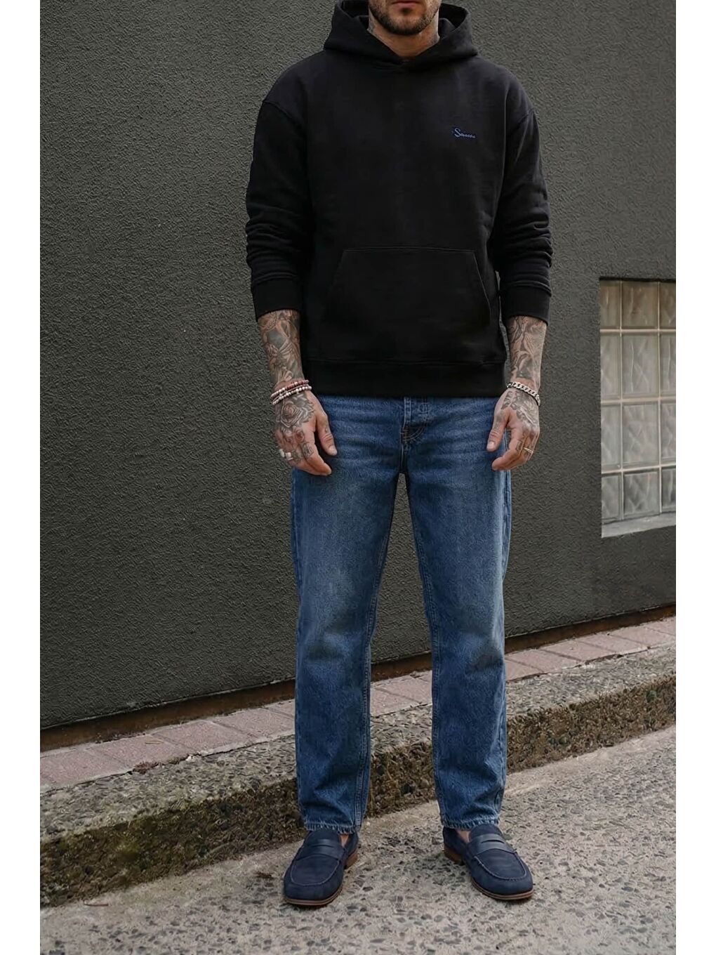 Erkek Baggy Fit Jean Koyu Mavi-2