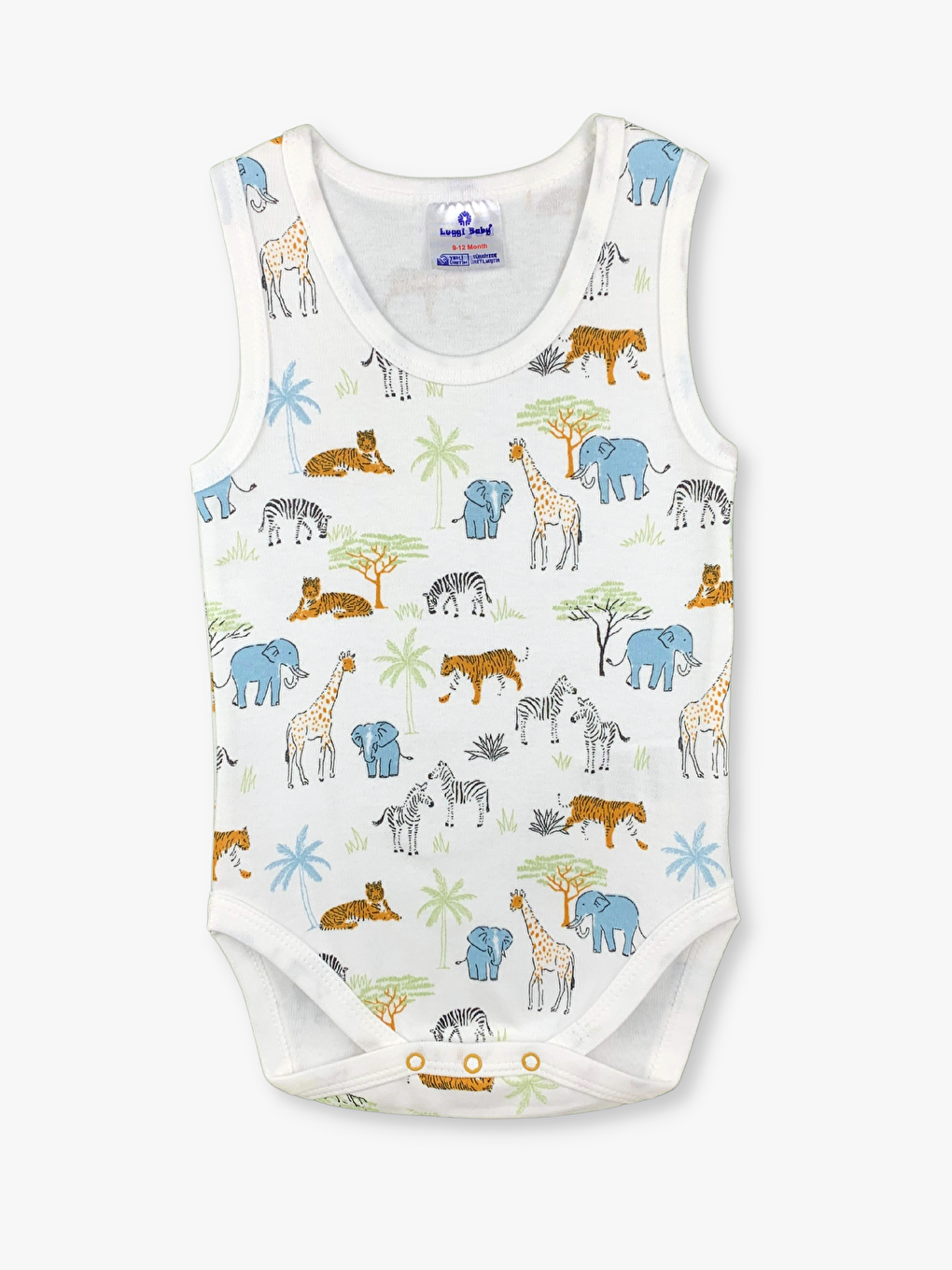 Ekru Bisiklet Yaka Baskılı Erkek Bebek Çıtçıtlı Body 2'li-2