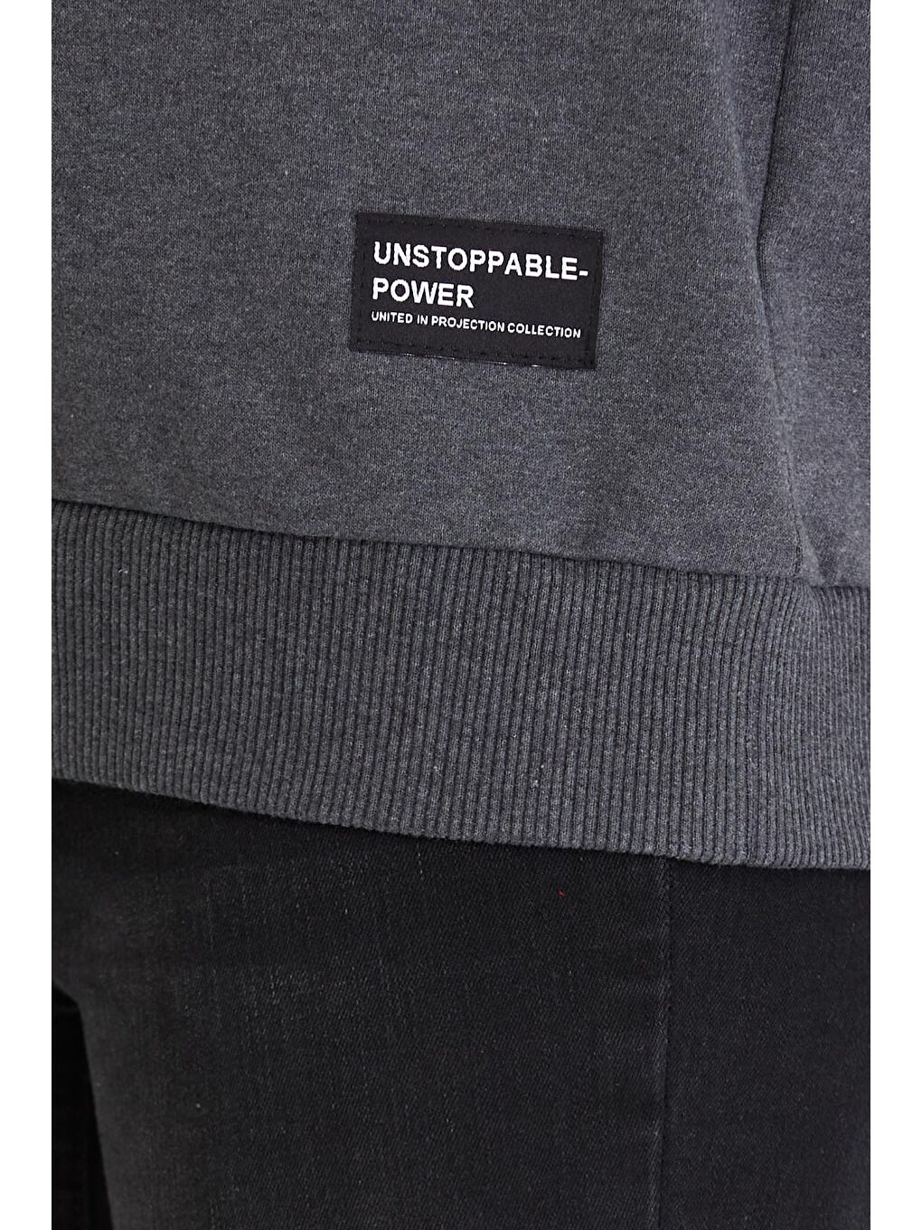 Kadın Antrasit Renk Basic Bisiklet Yaka Sweatshirt-4