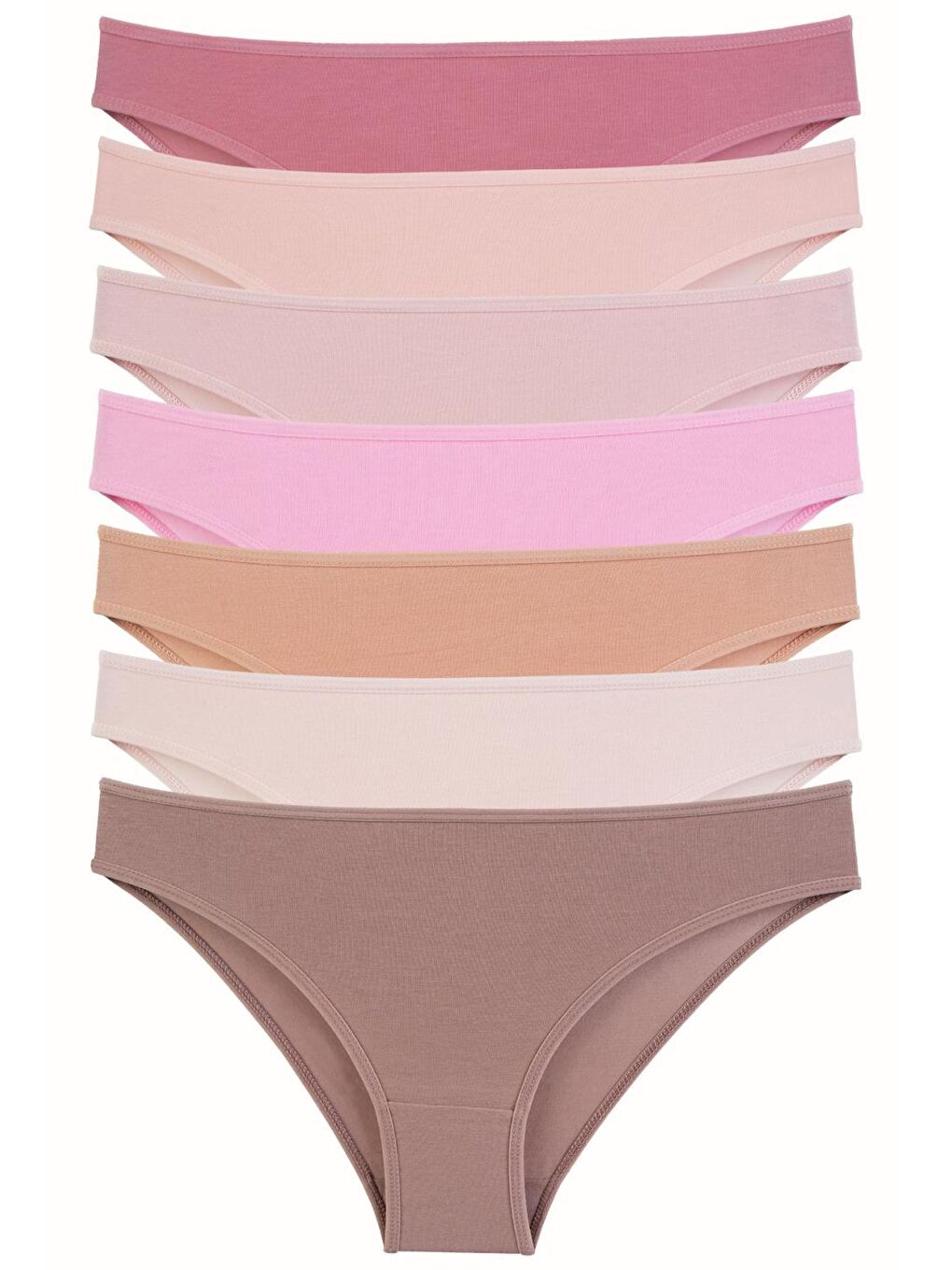 Bej Kadın Külot 7 Li Paket Elastanlı Taş
