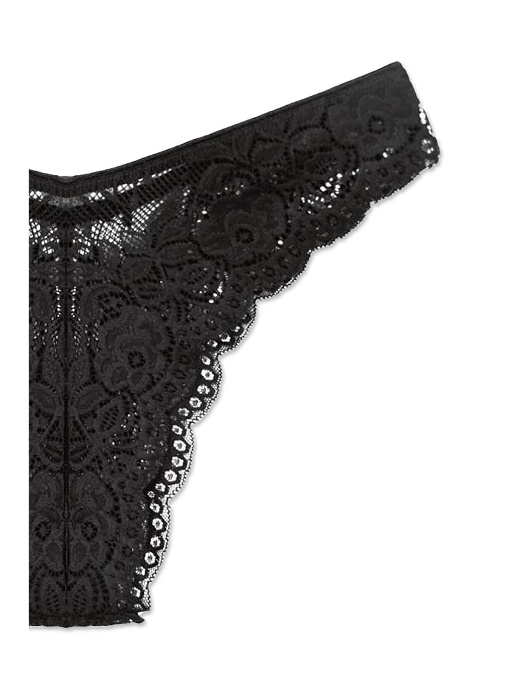 Siyah Brazilian Dantelli Yüksek Bel Kadın Külot-1