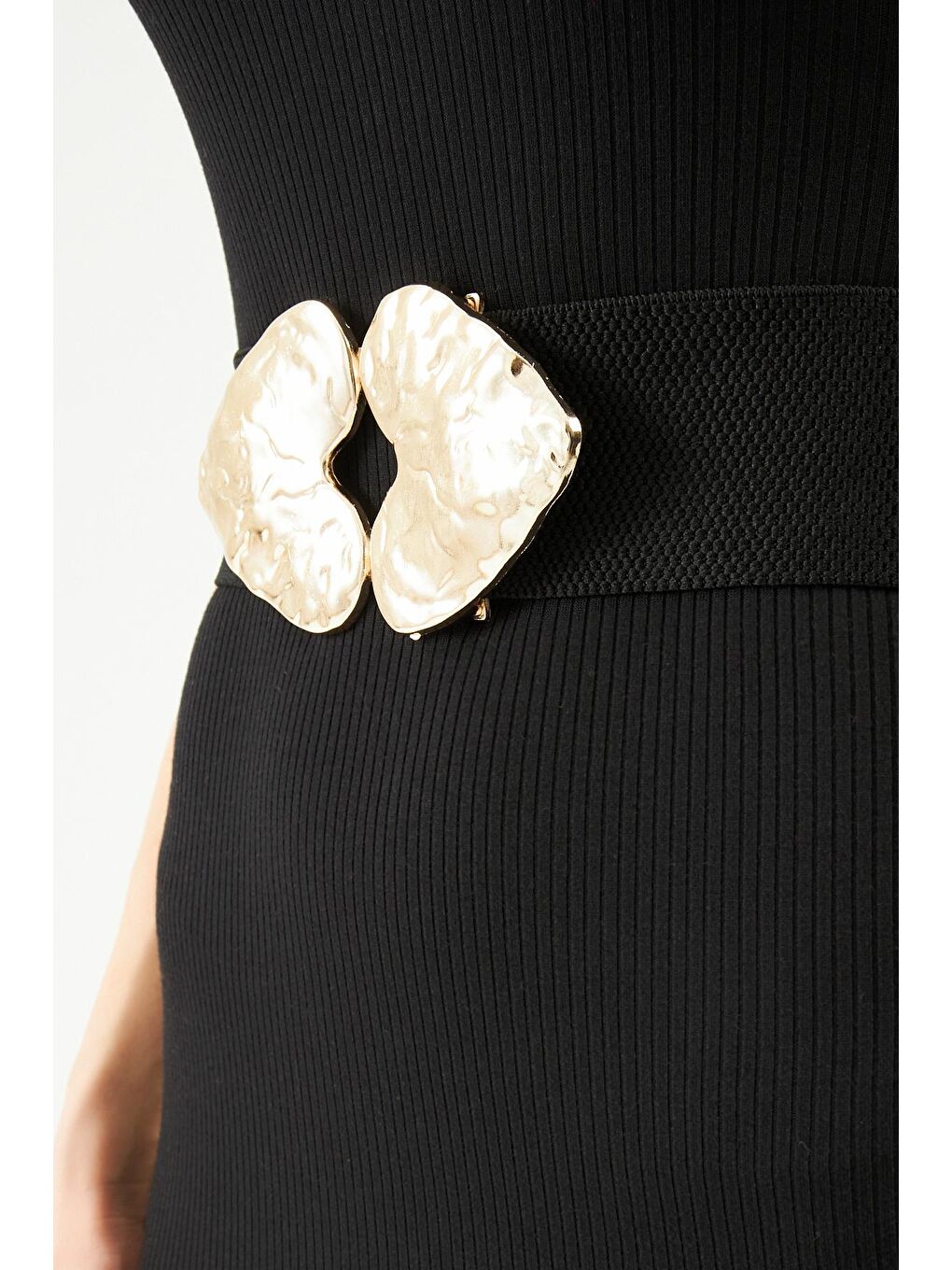 Kalp Tokalı Streç Kemer Siyah-2