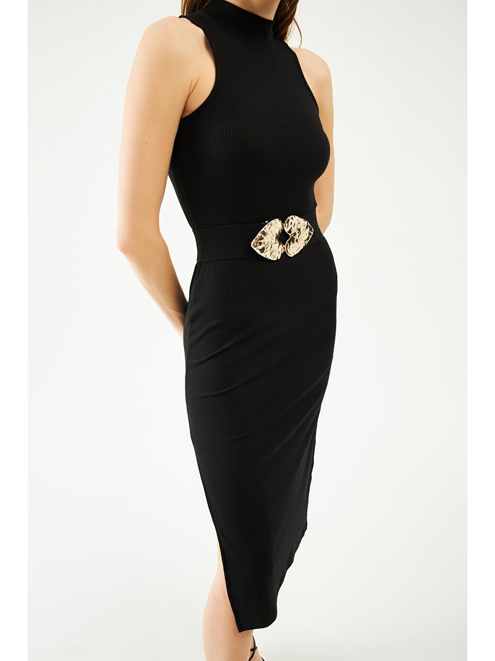 Kalp Tokalı Streç Kemer Siyah-3