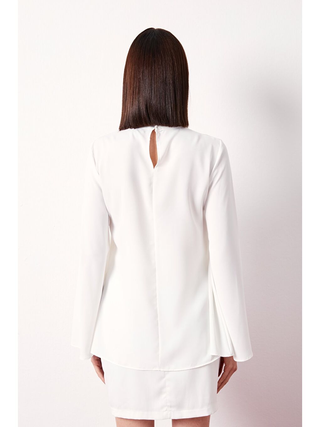 Kolyeli İspanyol Kol Bluz - Ekru-7