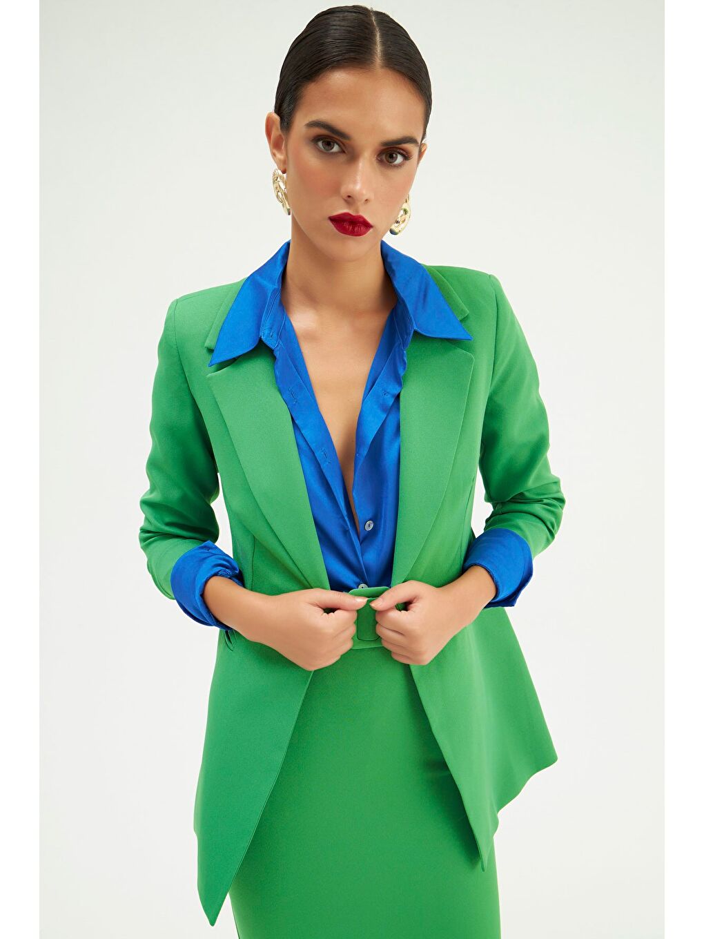 Mono Yaka Klasik Ceket - Yeşil