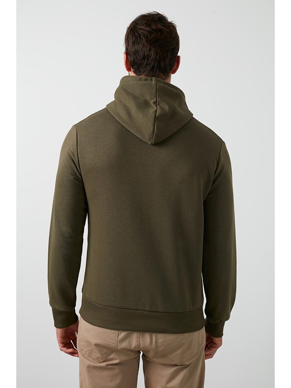 Haki Pamuklu Kanguru Cepli Kapüşonlu Sweat 541HOODIE-4