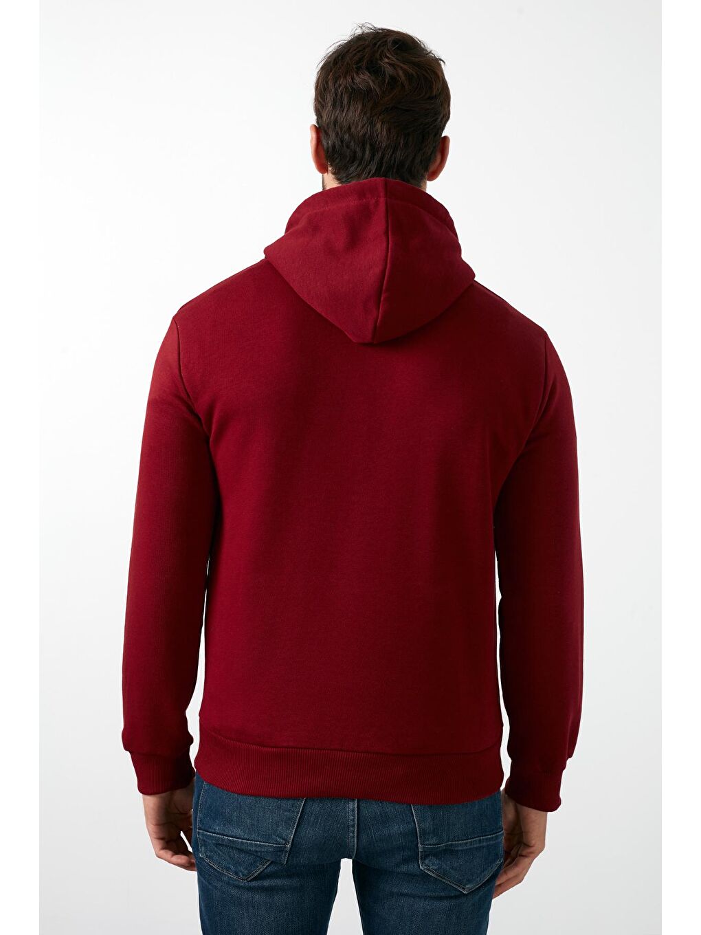 Bordo Pamuklu Kanguru Cepli Kapüşonlu Sweat 541HOODIE-4