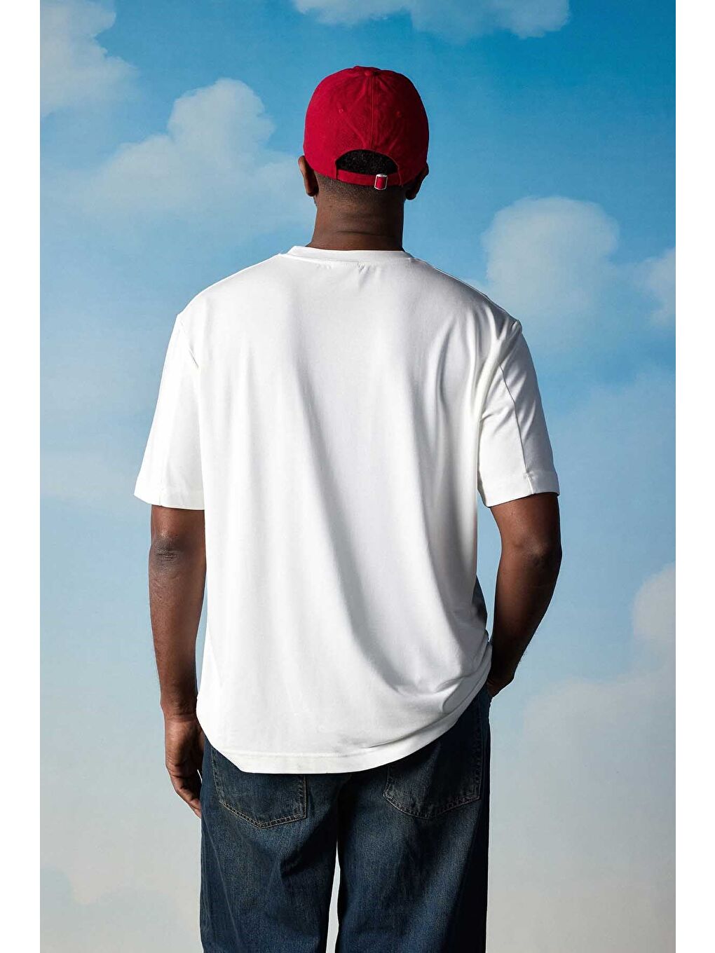 Erkek Relaxed Fit Yumuşak Dokulu Basic T-Shirt Ekru-4