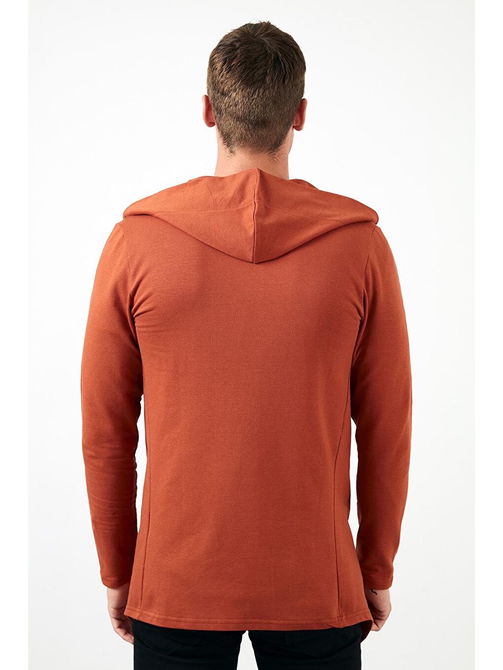 Kahverengi Slim Fit Pamuklu Kapüşonlu Örme Hırka 5896587-4