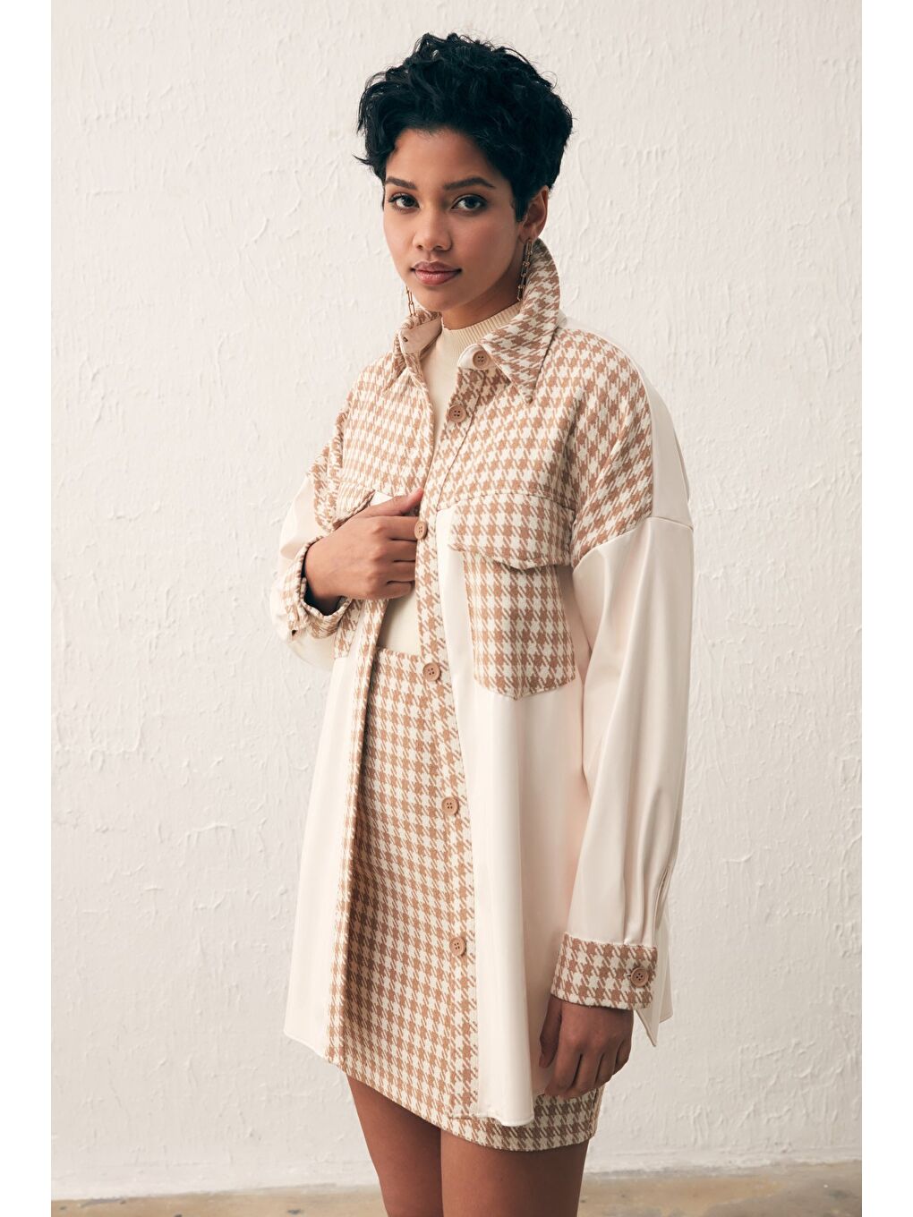 Kahverengi Rugan Kazayağı Gömlek - Camel-2