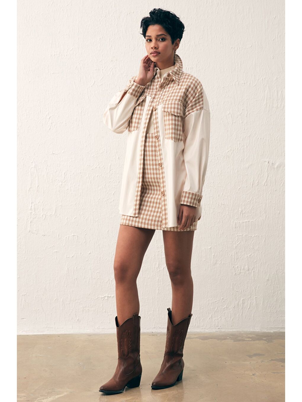 Kahverengi Rugan Kazayağı Gömlek - Camel-3