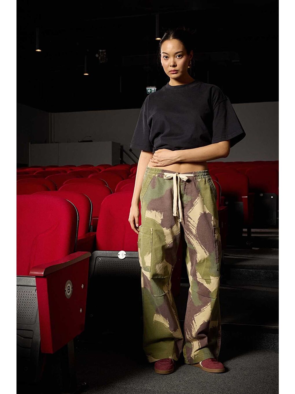 Erkek Baggy Fit Kamuflajlı Kargo Cepli Jean Pantolon Yeşil-4