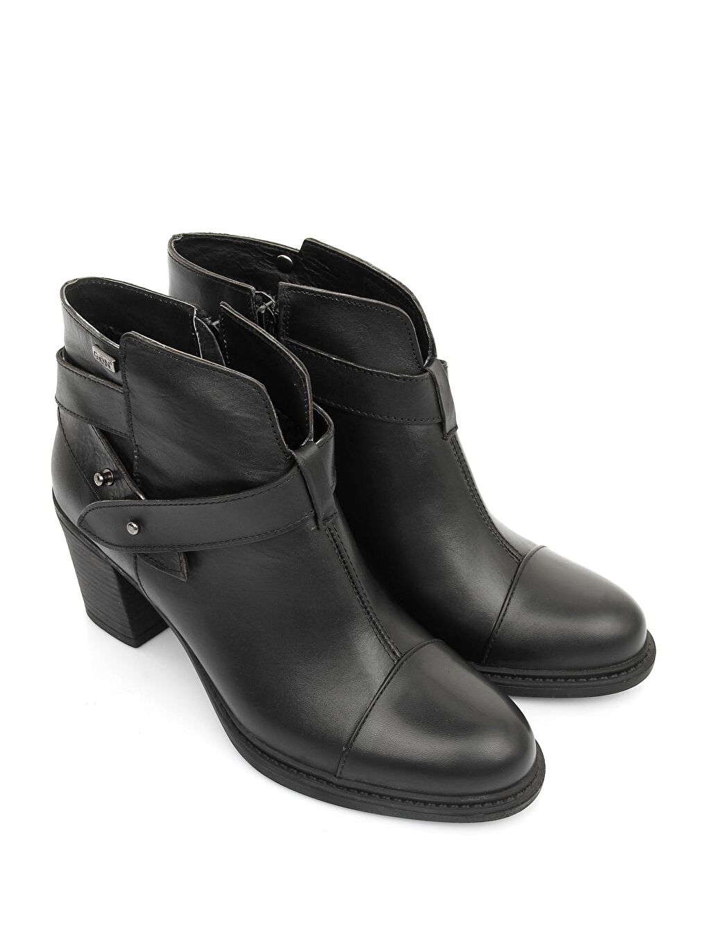 Kadın Siyah Fermuarlı Kalın Topuklu Bot-1