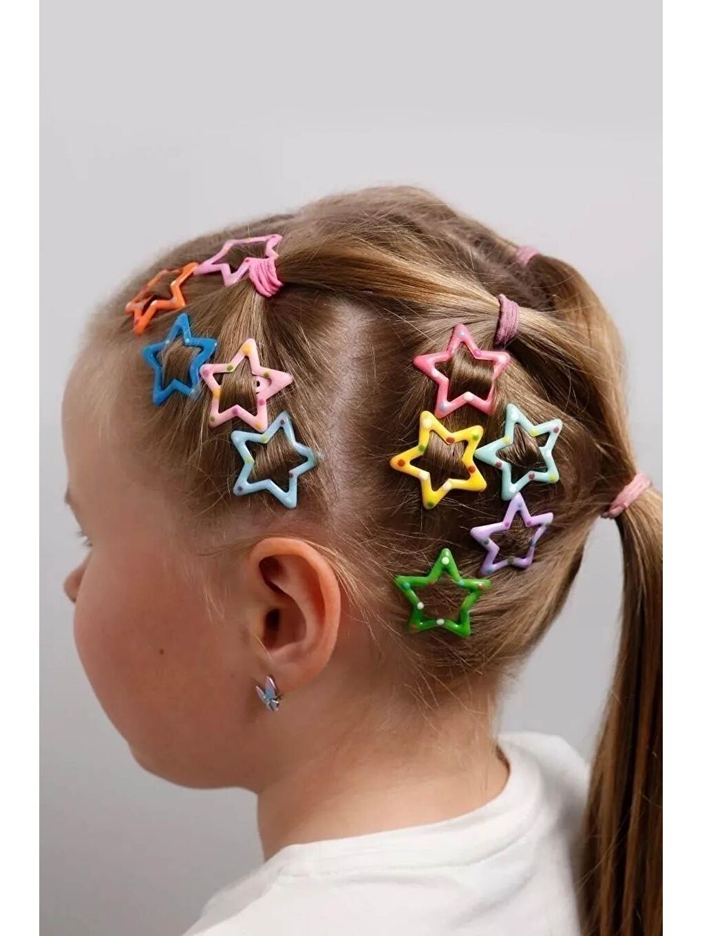 Karışık Rengarenk Yıldızlı Çıtçıt Toka Seti 6'lı paket-2