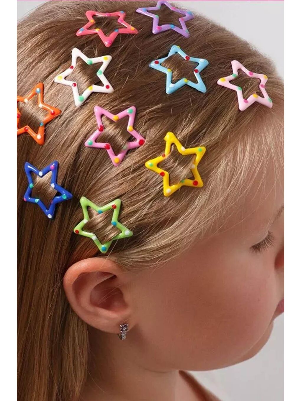 Karışık Rengarenk Yıldızlı Çıtçıt Toka Seti 6'lı paket-3