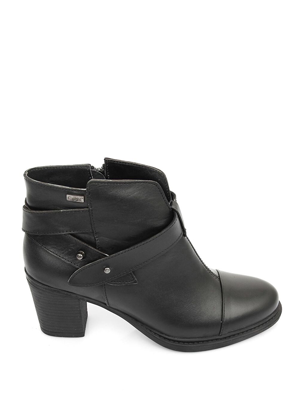 Kadın Siyah Fermuarlı Kalın Topuklu Bot-3