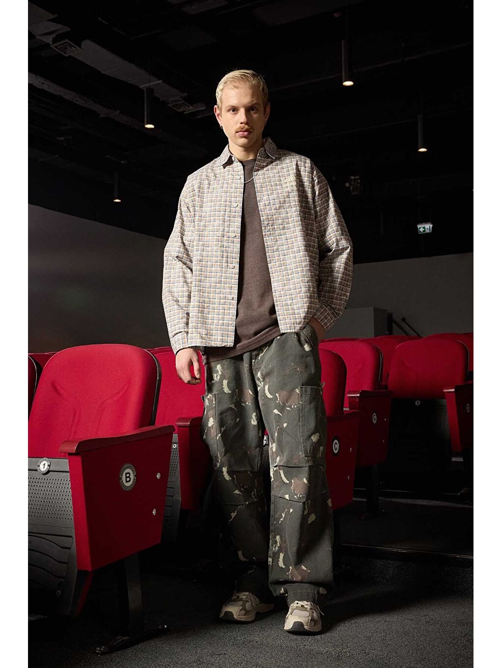 Erkek Baggy Fit Kamuflajlı Kargo Cepli Jean Pantolon Haki-4