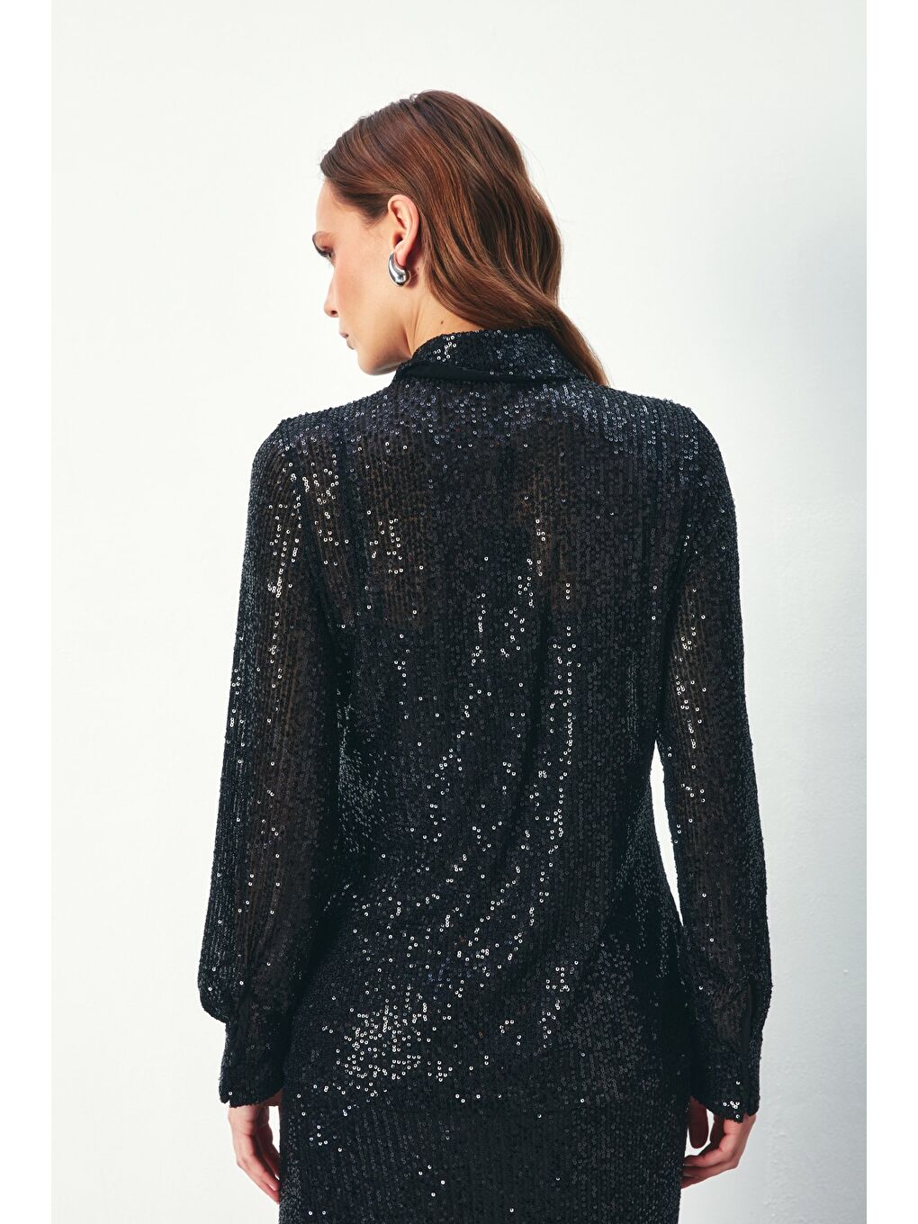 Payetli Salaş Gömlek - Siyah-7