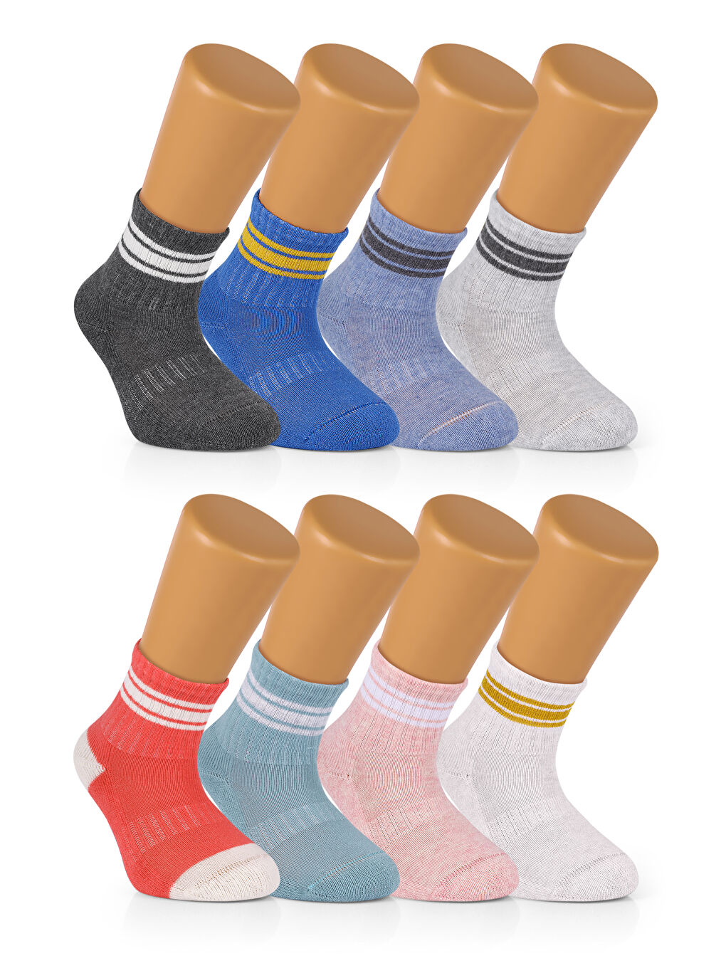 Karışık 8 ÇİFT Dikişsiz Pamuklu Bebek Çocuk Çizgili Soket Çorap