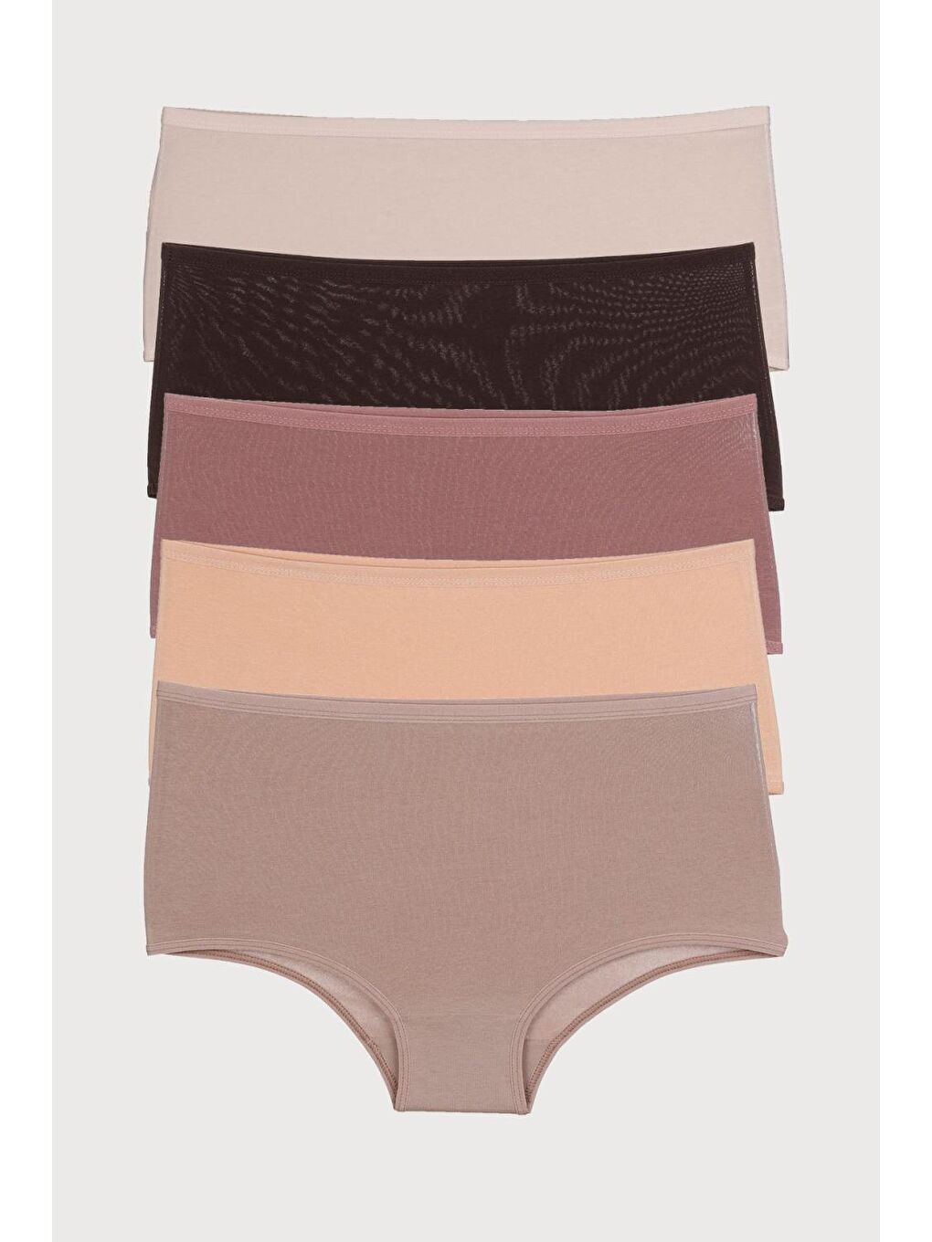 Bej Kadın Külot 5 Li Paket Yüksek Bel Pamuklu Elastanlı VİZON