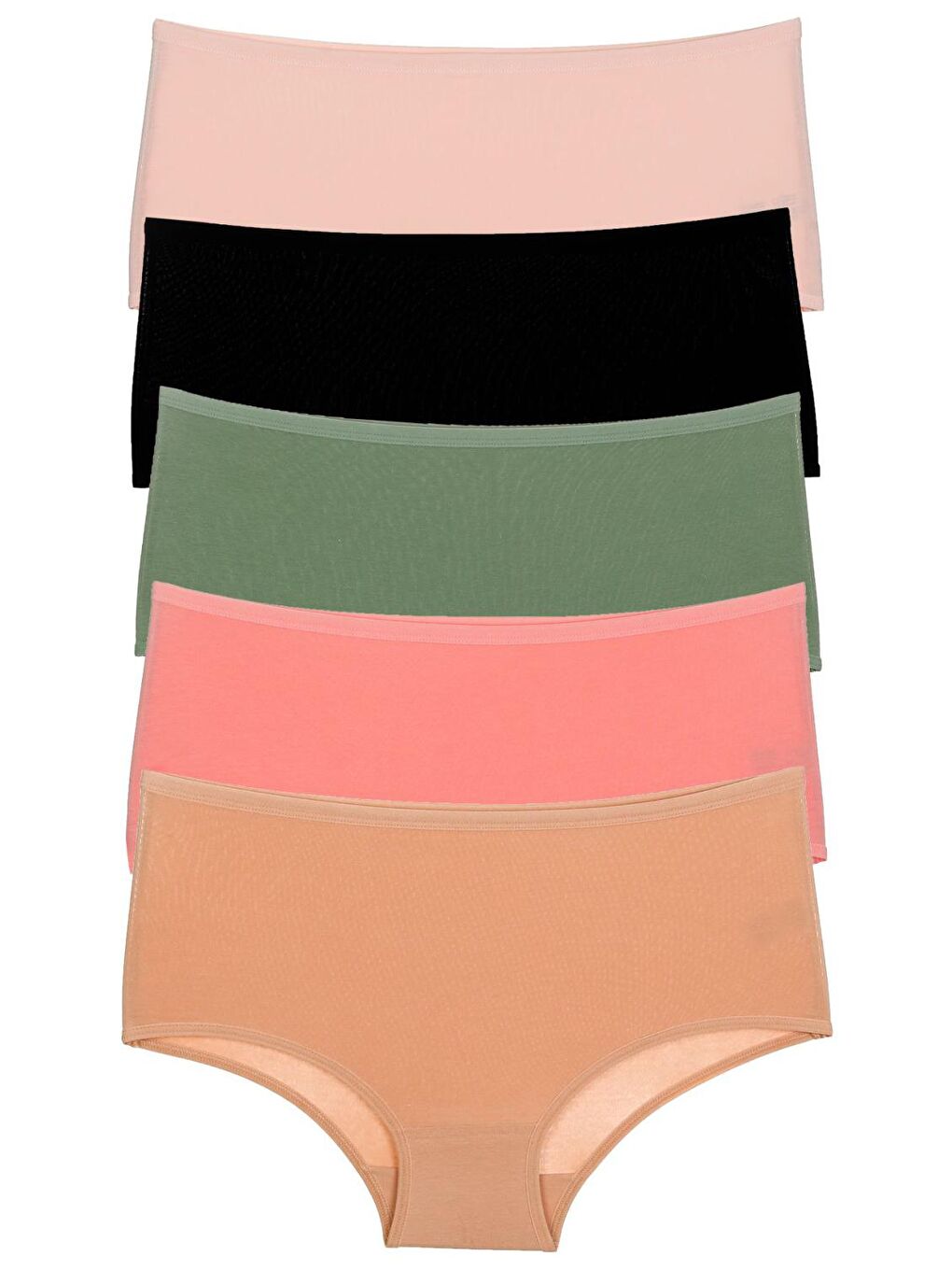 Bej Kadın Külot 5 Li Paket Yüksek Bel Pamuklu Elastanlı TAŞ