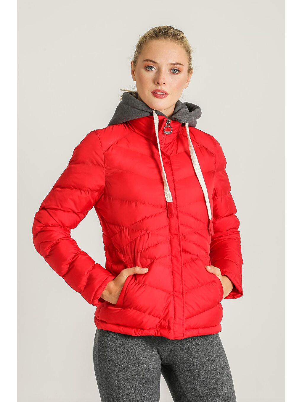 Kırmızı Kalın Şişme Mont AB-K50019LNS-1