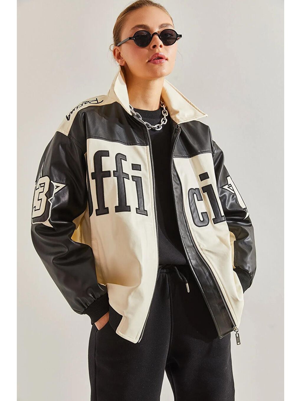 Bej Kadın Baskılı Desenli Mont