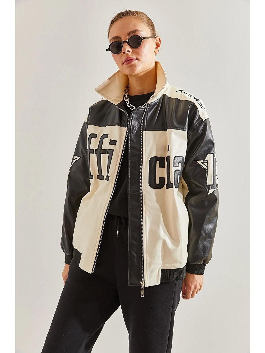 Bej Kadın Baskılı Desenli Mont-2