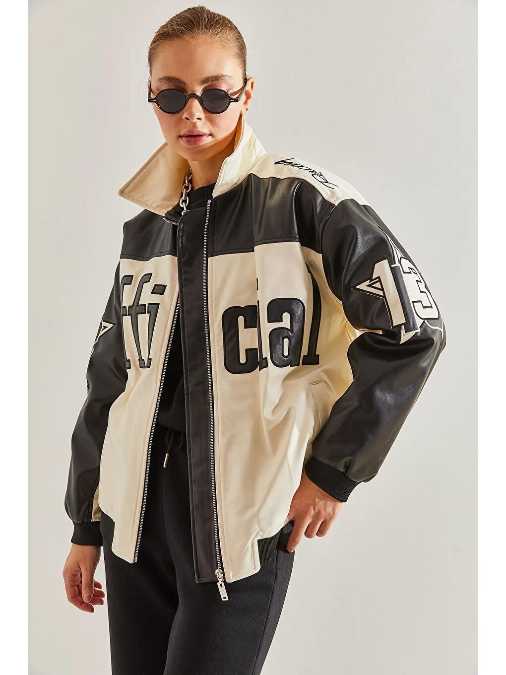 Bej Kadın Baskılı Desenli Mont-3