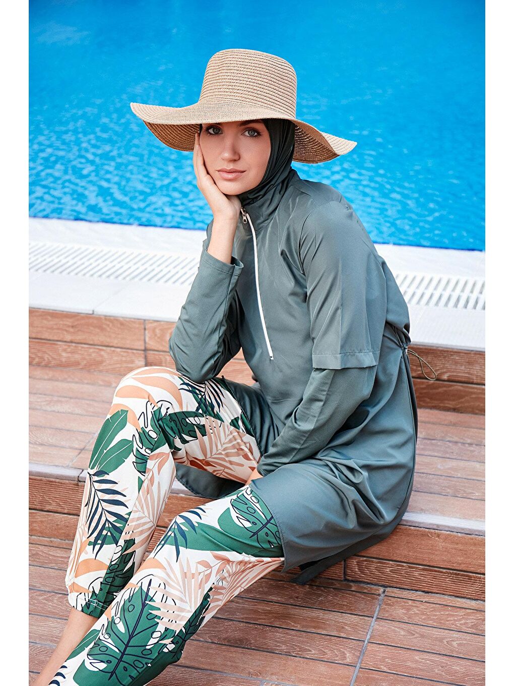 Haki Tam Kapalı Tesettür Mayo M2261-3