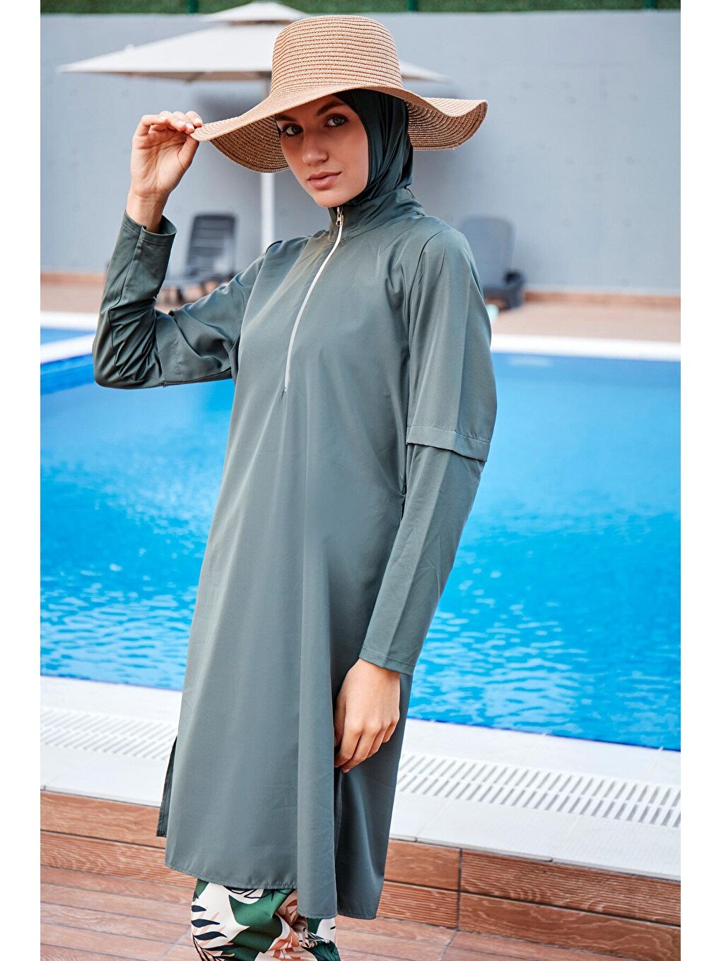 Haki Tam Kapalı Tesettür Mayo M2261-4