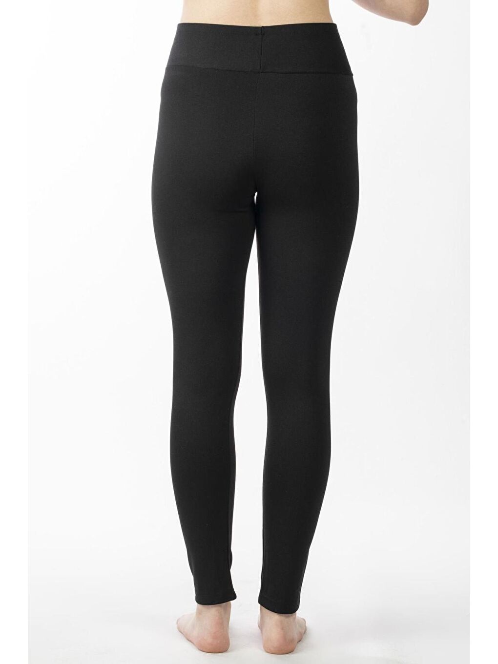 Kadın Yüksek Bel Toparlayıcı Tayt Çelik Örme Interlok Geniş Beden Aralığı Termal Siyah-2