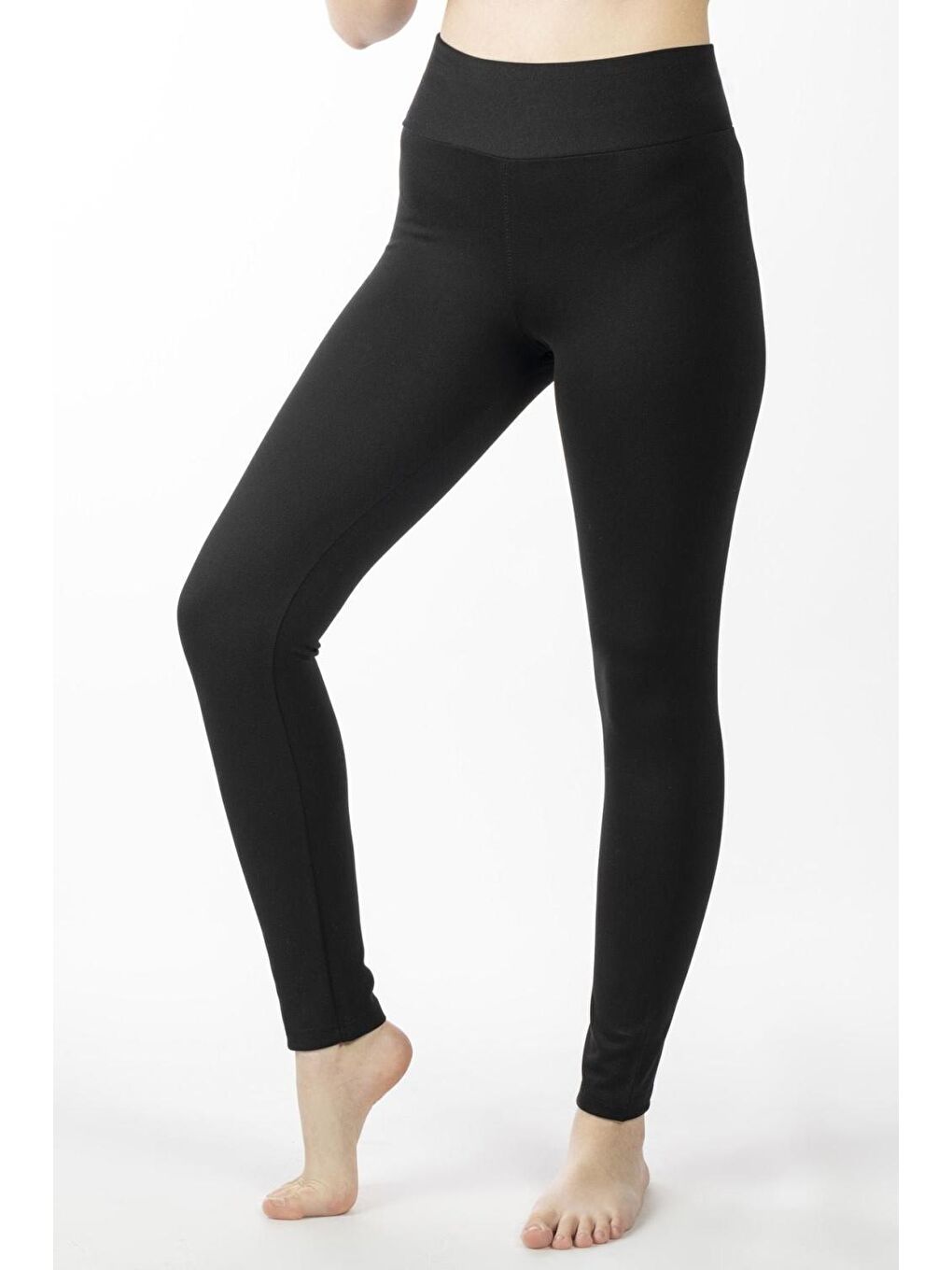 Kadın Yüksek Bel Toparlayıcı Tayt Çelik Örme Interlok Geniş Beden Aralığı Termal Siyah-4