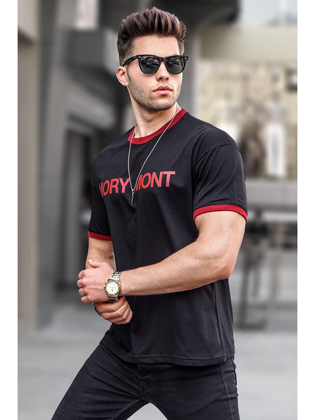 Siyah Baskılı Regular Fit Tişört 5884