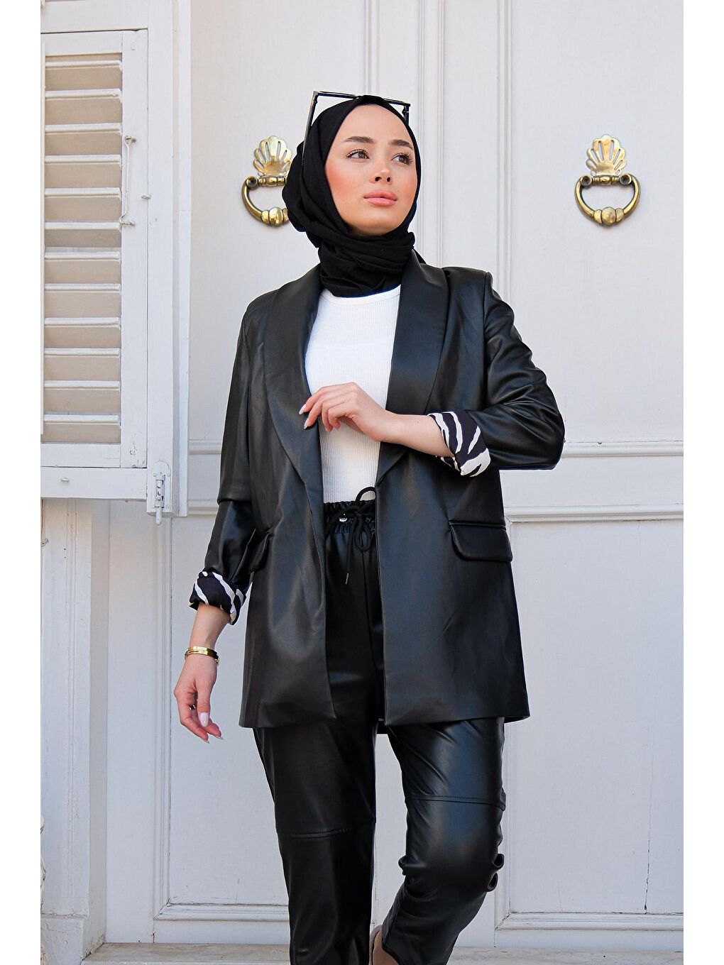 Kadın Blazer Deri Ceket Siyah