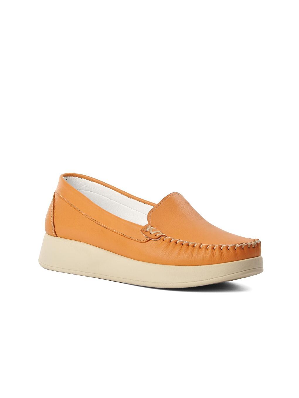 Kahverengi 208 Taba Hakiki Deri Kadın Günlük Ayakkabı-2