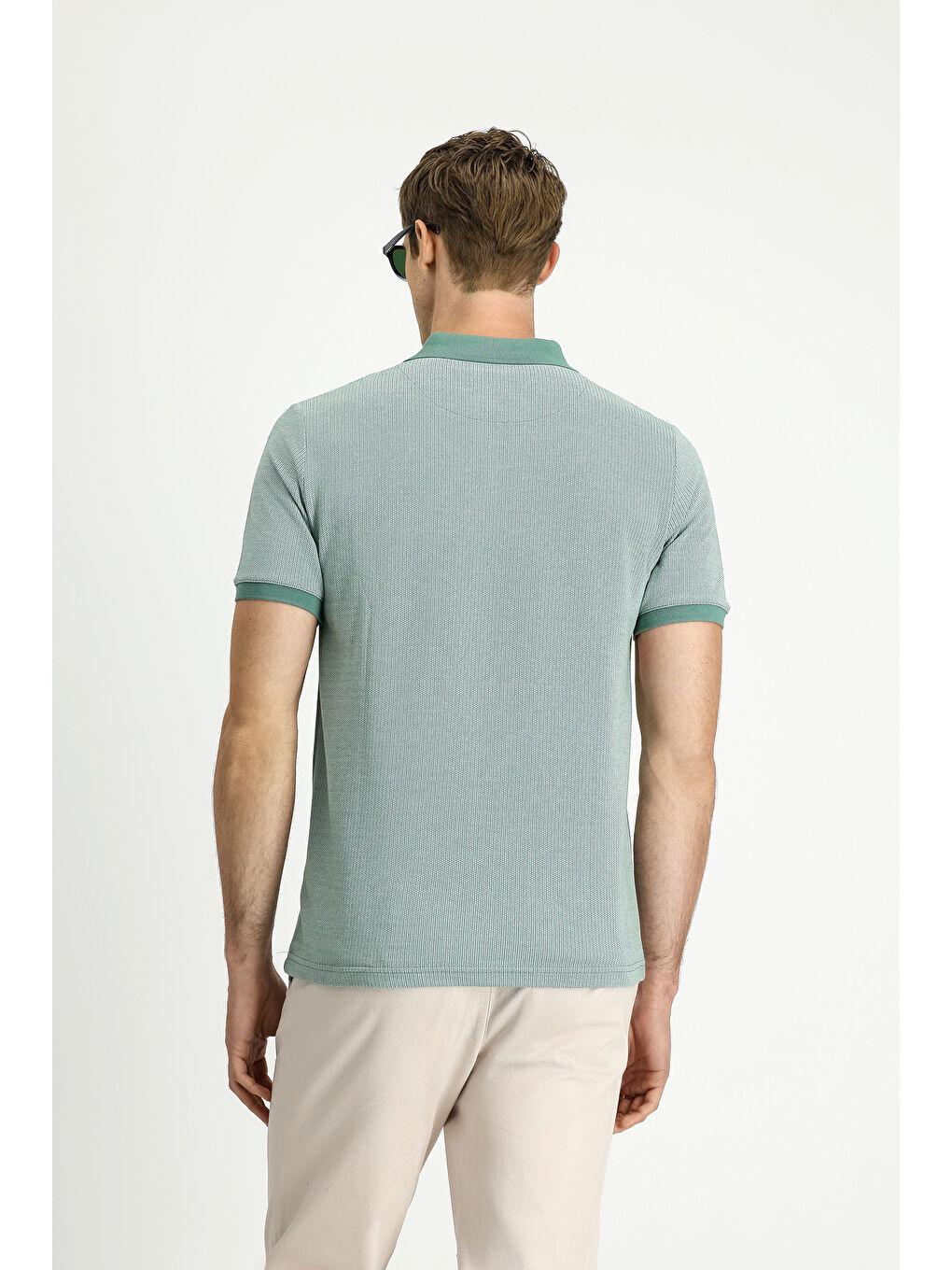 Yeşil Regular Fit Desenli Pamuklu Polo Yaka Tişört-4