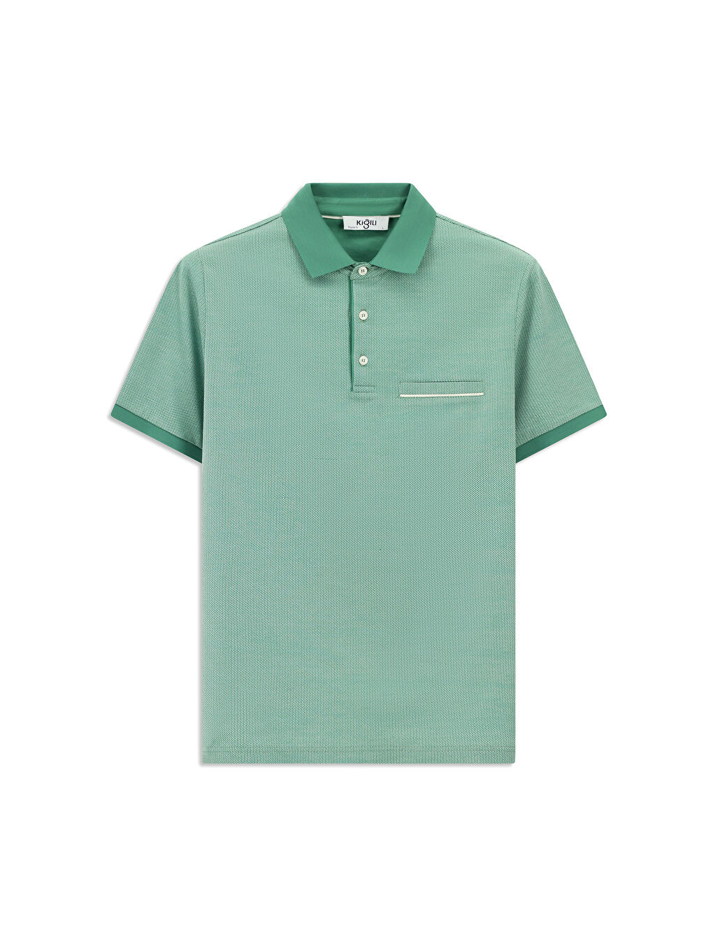 Yeşil Regular Fit Desenli Pamuklu Polo Yaka Tişört-6