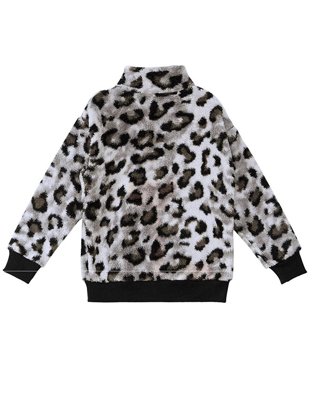 MSHB&G Gri-Siyah Leoparlı Kız Çocuk Peluş Sweatshirt - 3