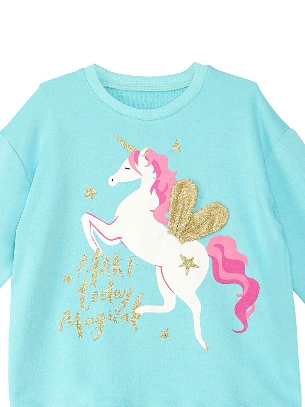 MSHB&G Turkuaz Unicorn Kız Çocuk Mint Sweatshirt - 4