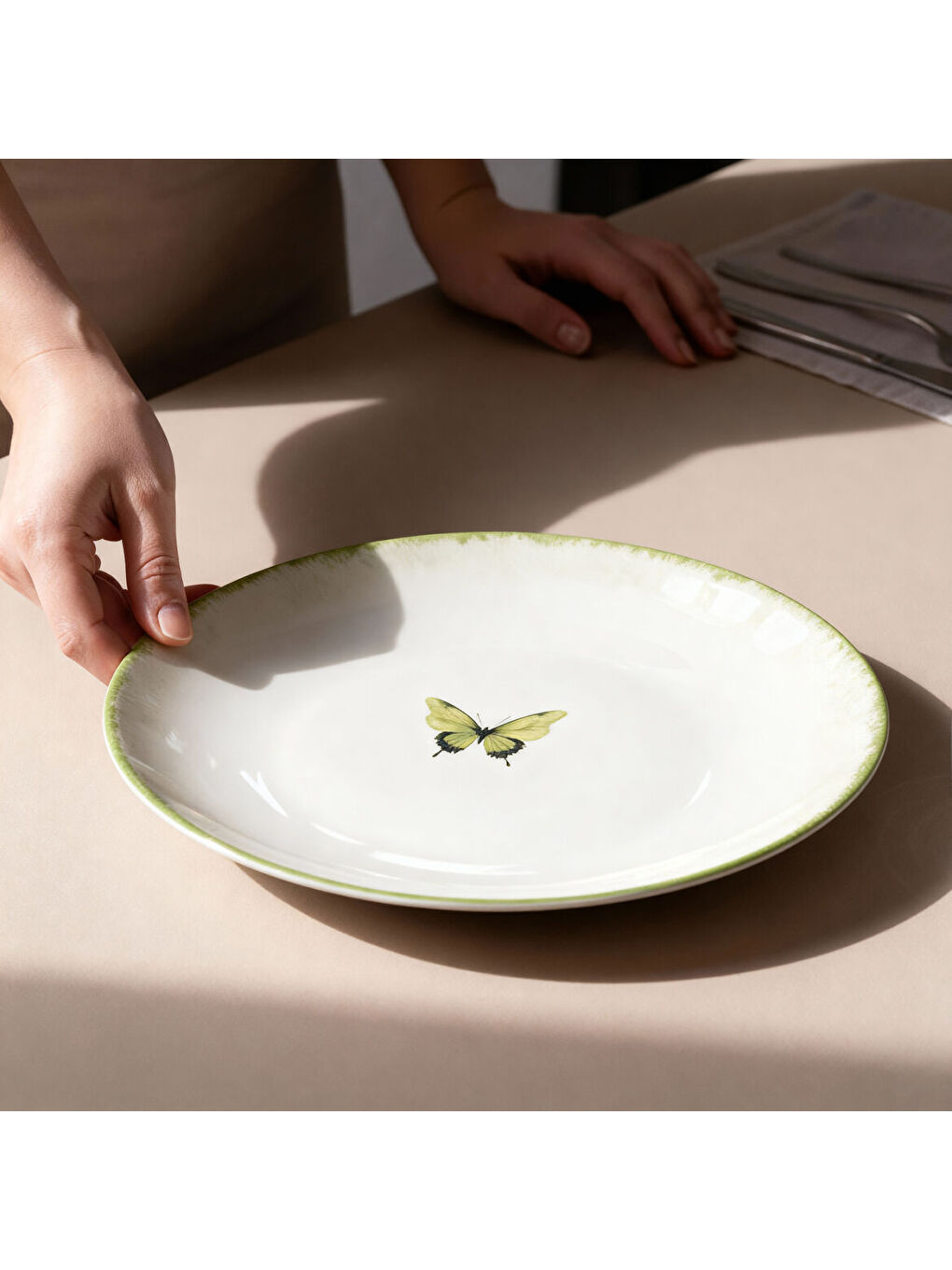 Ekru Flora Green 12 Parça 4 Kişilik Kahvaltı Takımı 4883-2